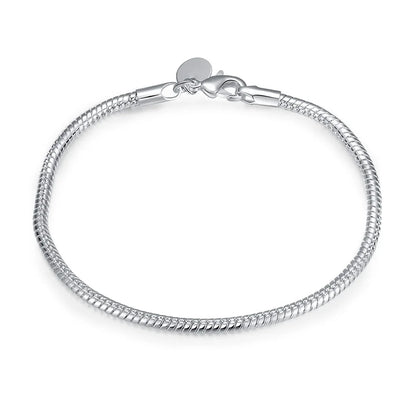 Sterling Silver Snake Chain Bracelet 3mm | DIY Jewelry Gift for Women