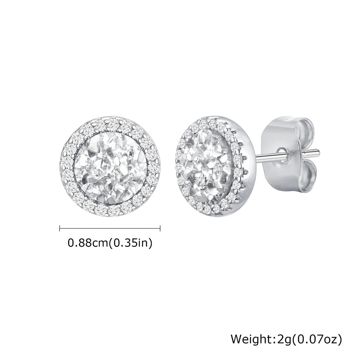 Shattered Zircon Stud Earrings for Men Boys | Hypoallergenic Round Minimalist Jewelry Gift
