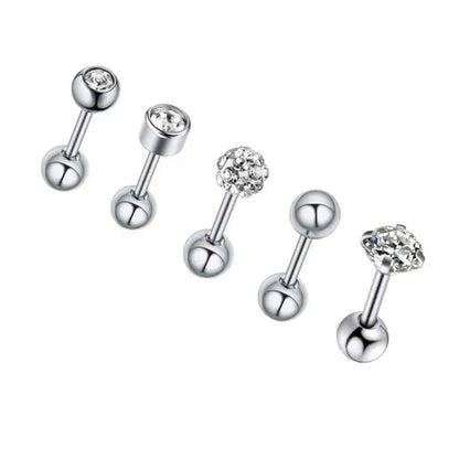 5PCS Heart Tragus Piercing Stud Earring Set | Small Lobe Stud Earrings Cartilage Piercing Helix Jewelry Barbell Stud Piercing Lot