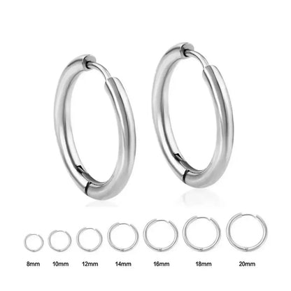 2.5mm Stainless Steel Hoop Earrings Set | Gold Color Stackable Round Hoops for Unisex