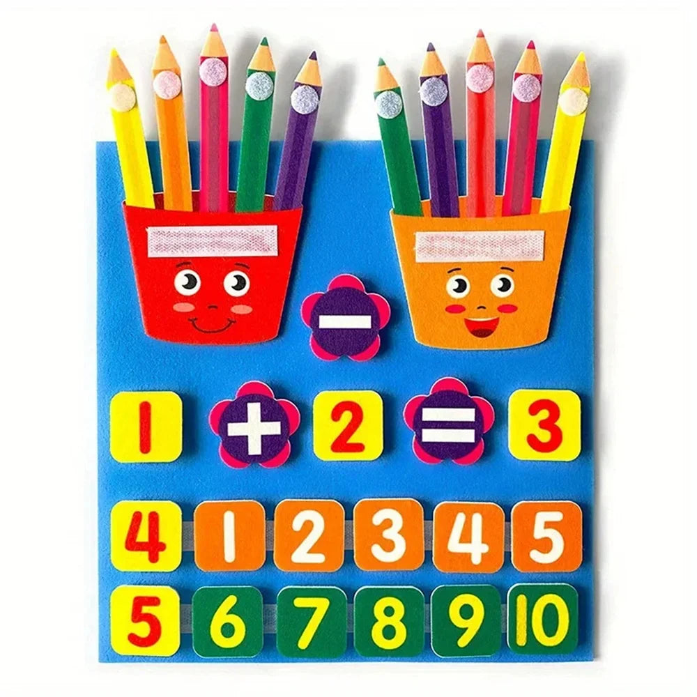 Felt Learning Board Children Toys Educational DIY Toy Addition Subtraction Finger Arithmetic Teaching Enlightenment Board