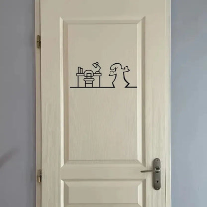 La Linea Minimalist Line Art Door Sticker | Home Decoration