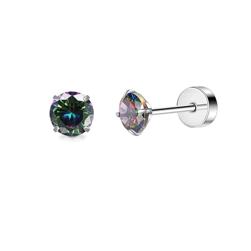 Stainless Steel Crystal Stud Earrings Set | Star Heart Butterfly Cartilage Tragus Helix Piercing Jewelry