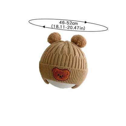 Baby Bear Ear Protection Hat | Winter Thickened Warm Knitted Hat for Children