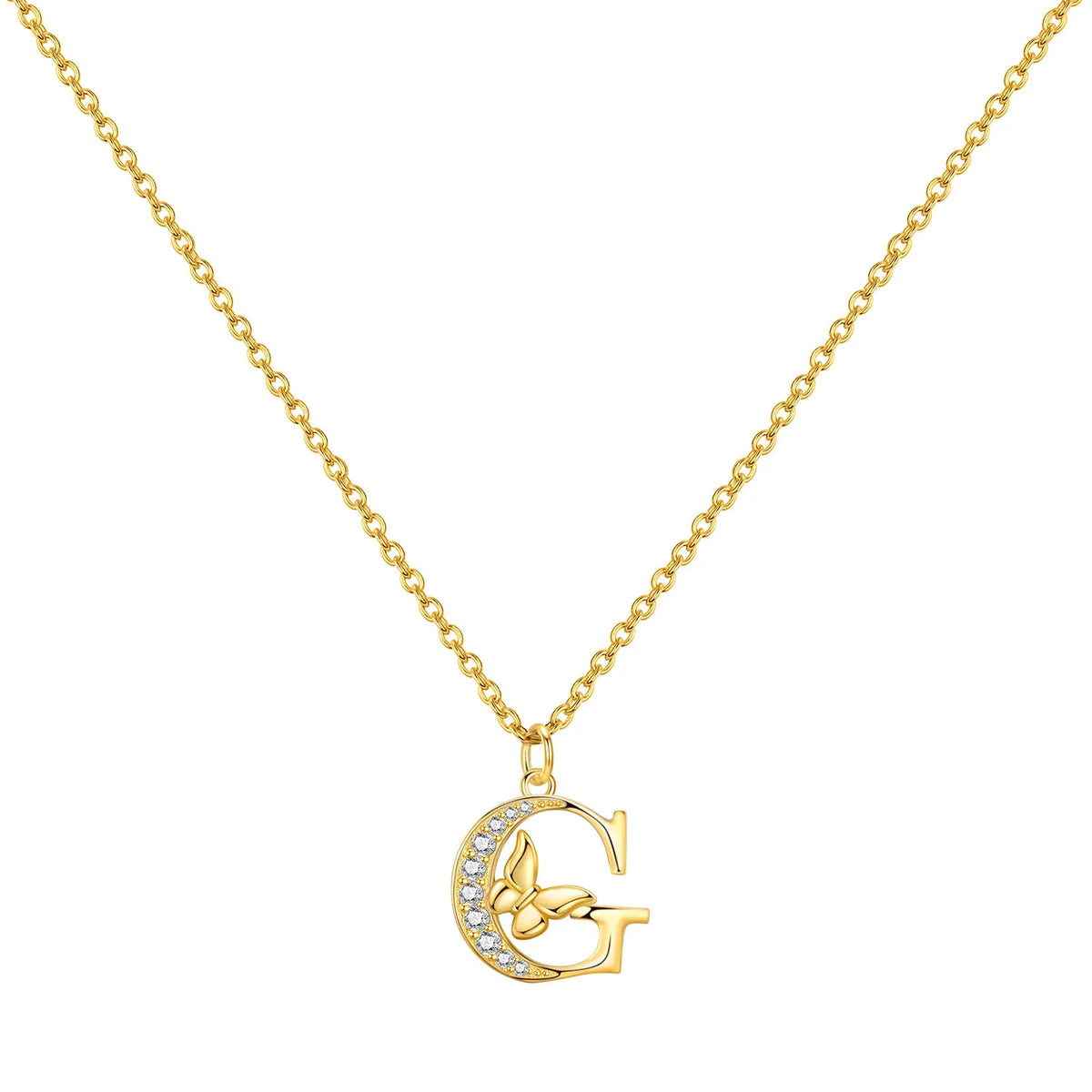 925 Sterling Silver Butterfly Initial Necklace | 26 Letter Y-Shaped Pendant for Women