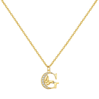 925 Sterling Silver Butterfly Initial Necklace | 26 Letter Y-Shaped Pendant for Women