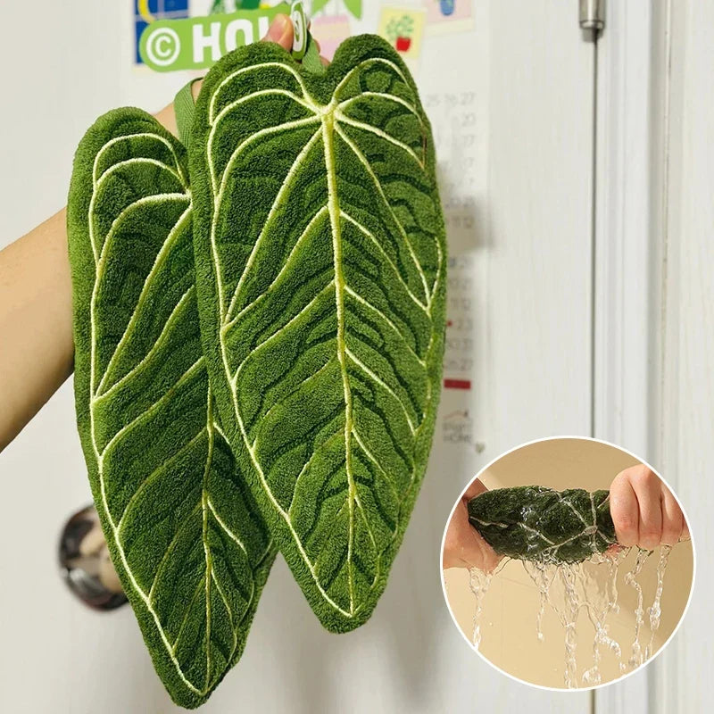Hot Plant Hand Towel Cleaning Towel Absorbent Handkerchief Hanging Thickened Kitchen Towel Bathroom Kitchen Accessories
