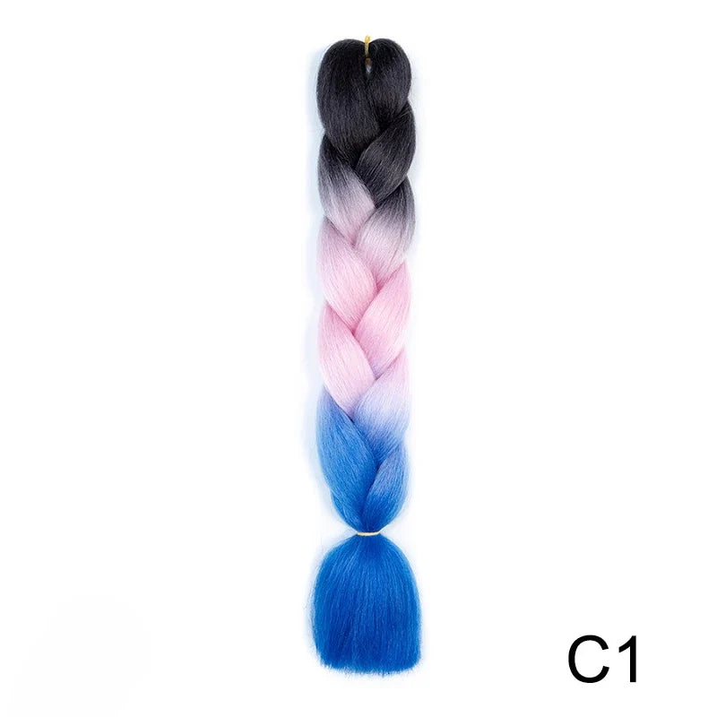 Synthetic Jumbo Braids Hair 24Inch | Ombre Braiding Hair Extensions for Crochet Box Braid Blue Purple
