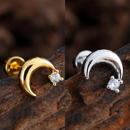 Zircon Star Ear Studs Stainless Steel Cartilage Tragus Helix Piercing | Mixed Style Earrings for Unisex