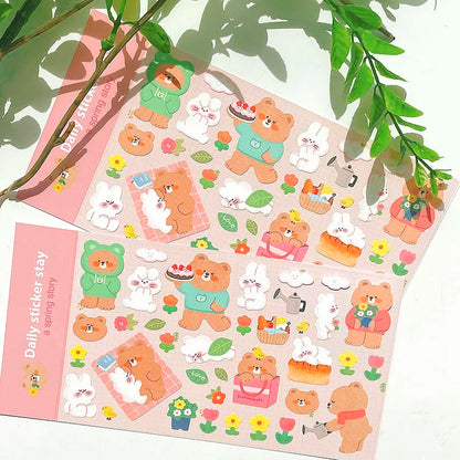 BONITO Kawaii Rabbit Bear Sticker Set | Cute Journal Decor