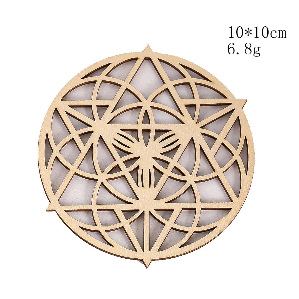 Wooden Sacred Geometry Wall Hanging | Rustic Yoga Meditation Decor