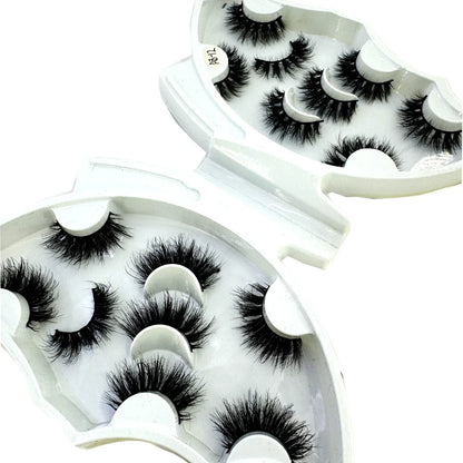 5-8 Pairs Natural Russian Striped Mink Lashes | 3D Volume Wavy False Eyelash Extensions