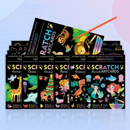 Magic Rainbow Scratch Art Painting Paper Kit | Kids DIY Educational Toy