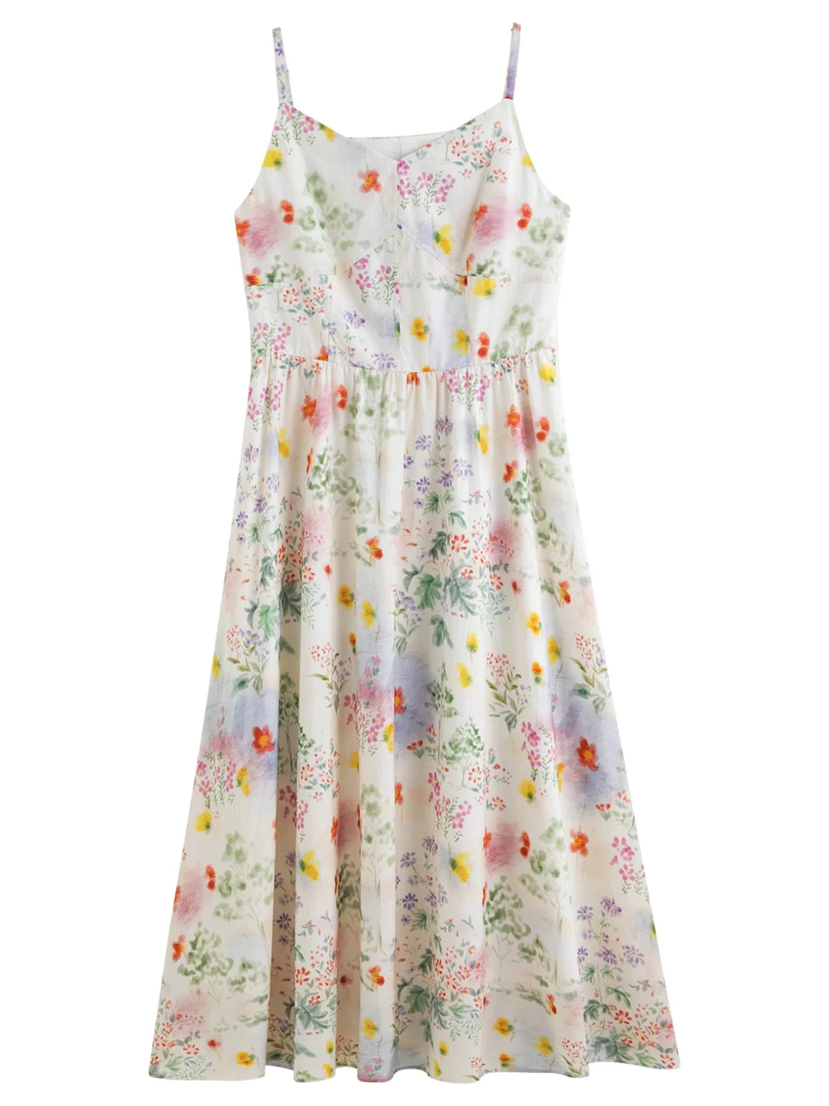 Floral Strappy Midi Dress Slimming Resort Style