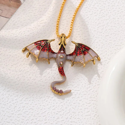Goth Fly Dragon Pendant Necklace | Punk Snake Chain Choker for Men and Women