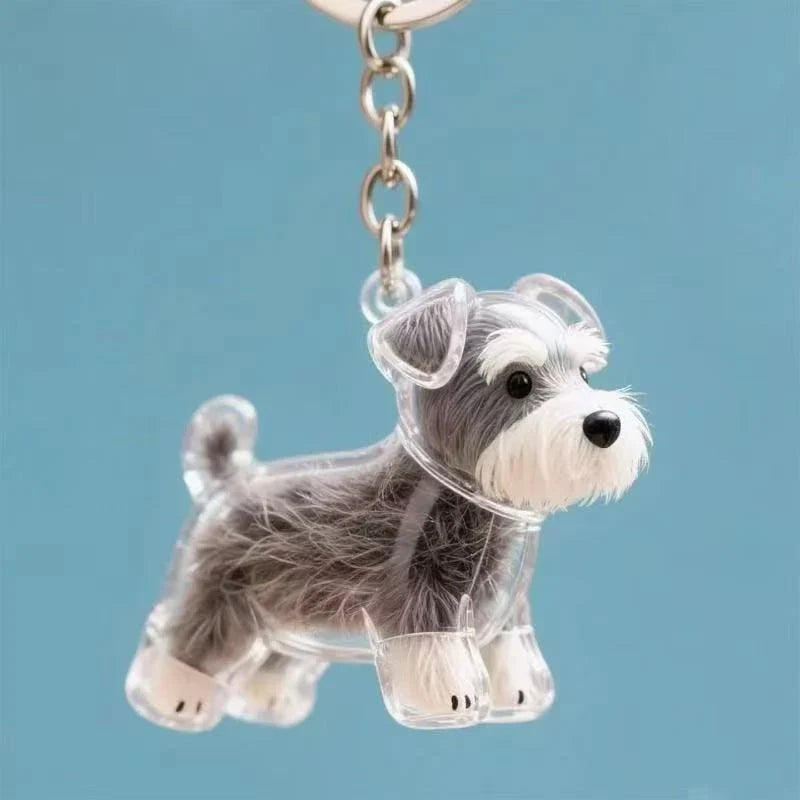 Clear Puppy Hair Memorial Keepsake Capsule | Pet Fur Display Keychain