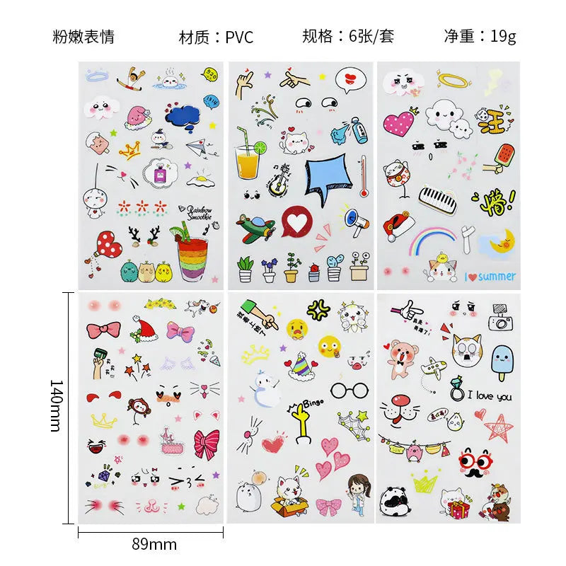 6Pcs Waterproof Cartoon Sticker Set | Cute DIY Decals for Laptops, Phones, and Planners