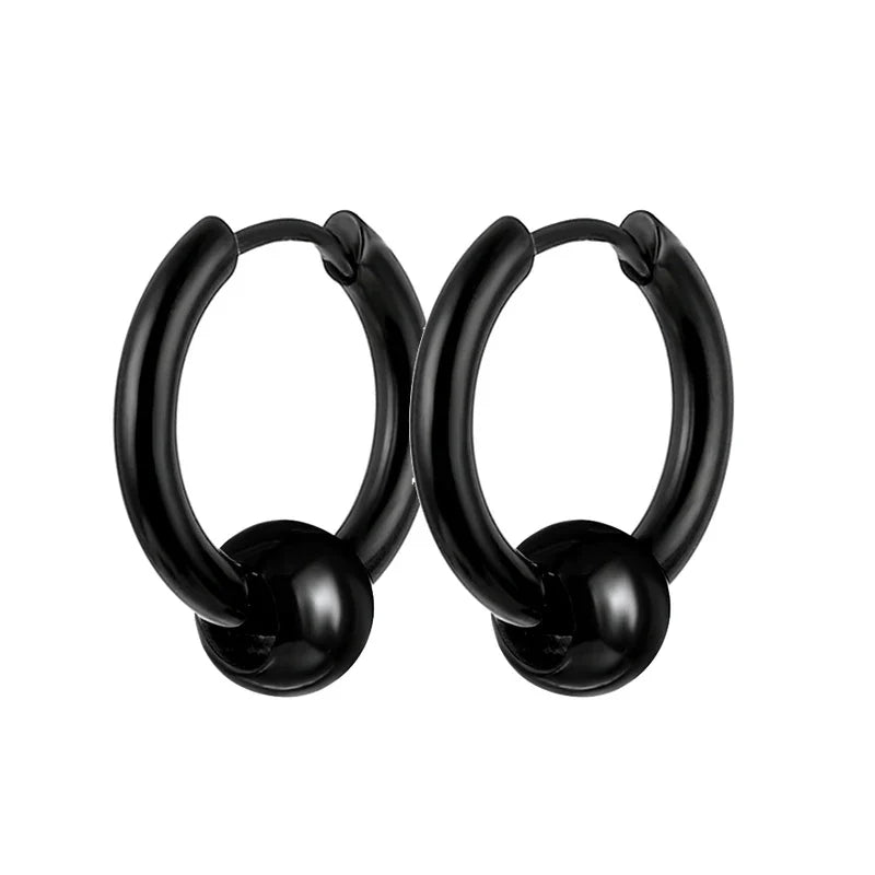 2pc Punk Cross Feather Stud Earrings | Unisex Stainless Steel Hoop Earrings