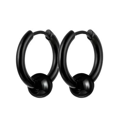 2pc Punk Cross Feather Stud Earrings | Unisex Stainless Steel Hoop Earrings