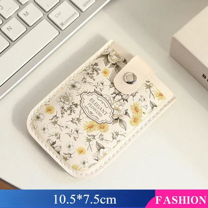 Creative 5 Card Pocket PU Leather Mini Wallet with RFID Blocking and Floral Print | Slim ID Card Holder