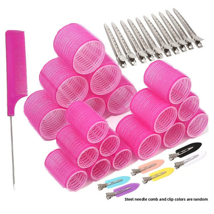 19-35pcs/Set Hair Roller Sets 18pcs Plastic Self Grip Heatless Hair Curlers 3 Sizes Hair Rollers Clips DIY Hairdressing Tools