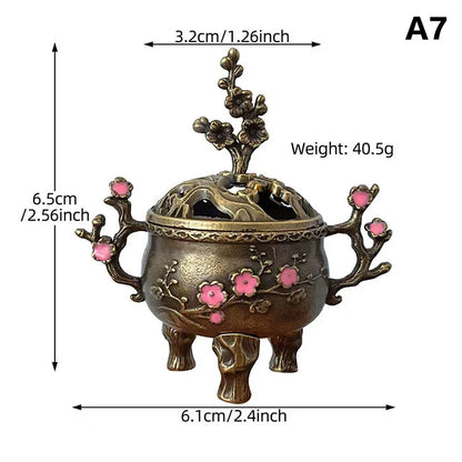 Alloy Lucky Incense Burner Bowl Incense Holder With Handle | Ancient Style Yoga Meditation Home Office Decor