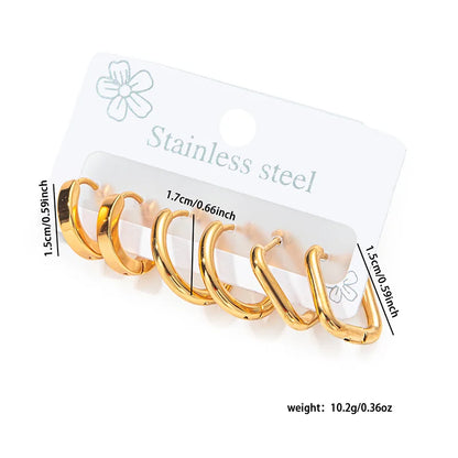 316L Stainless Steel Golden Circle Earrings | Simple Temperament Drop Earrings for Women