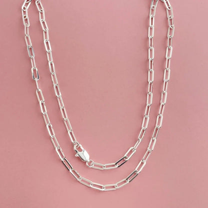 45-60cm Paper Clip Necklace | 925 Sterling Silver Fine Jewelry for Unisex
