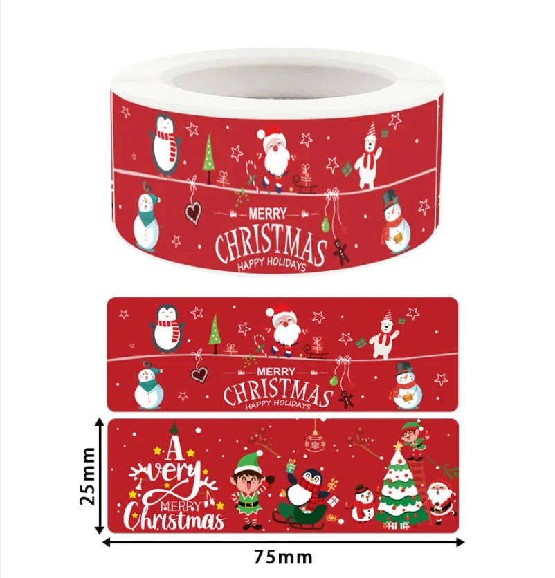 120Pcs Christmas Stickers Roll | Santa Claus Snowman Merry Christmas Gift Sealing Stickers for Small Business Decor