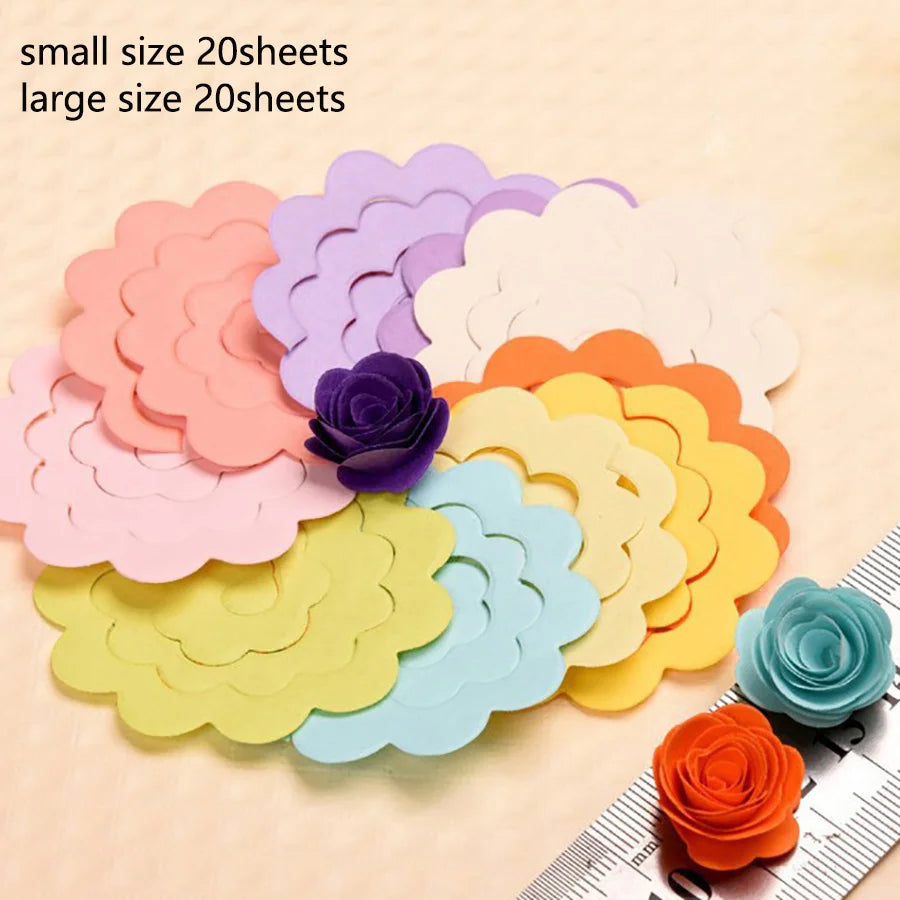 20/40pcs Roll Rose Flower Quilling Paper Strips | DIY Paper Craft Kit for Scrapbooking