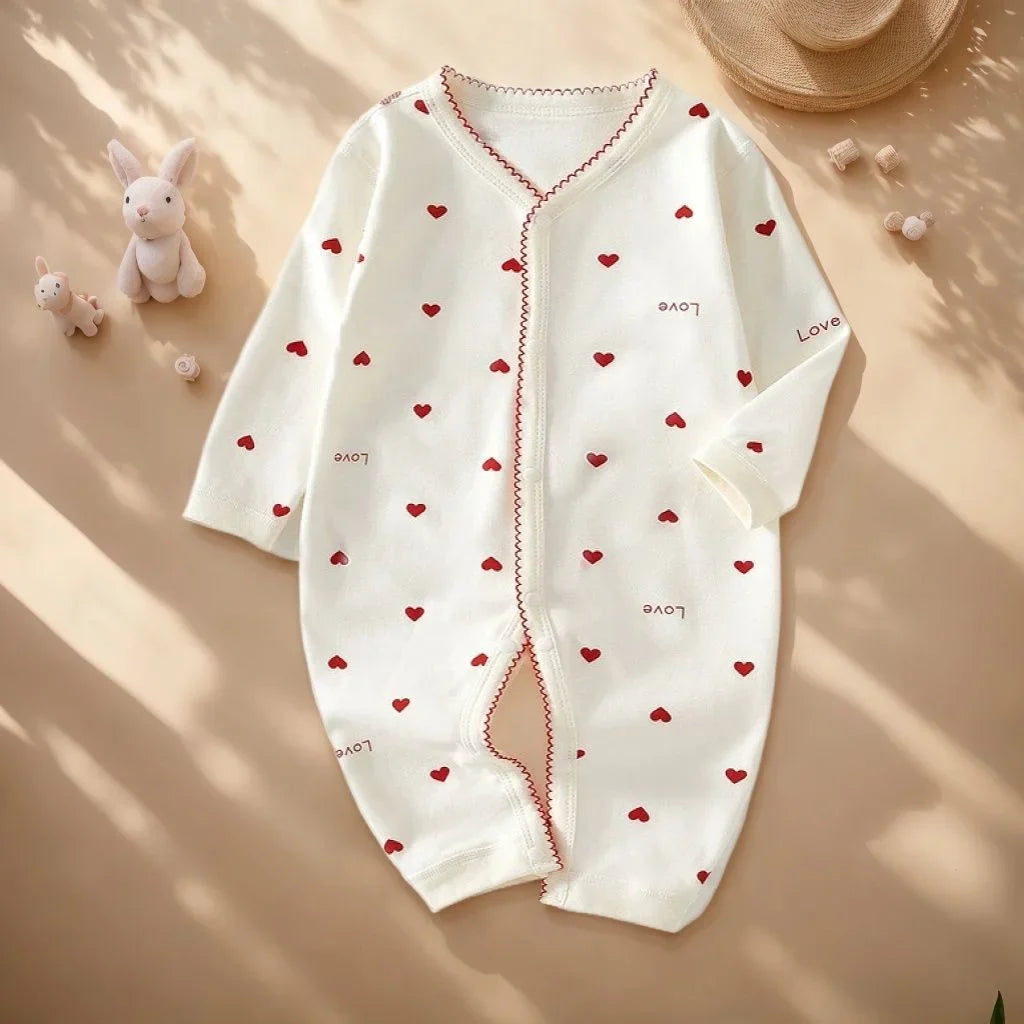 Bodysuit & One Pieces for Boys Girls Newborn Rompers Solid Color 100 Cotton 0-24M Long Sleeve Loungewear Outfit Thin Cute Design