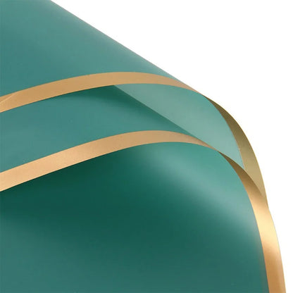 10 Sheets Half Transparent Flower Wrap Paper with Gold Border | Waterproof Bouquet Wrapping for Crafts