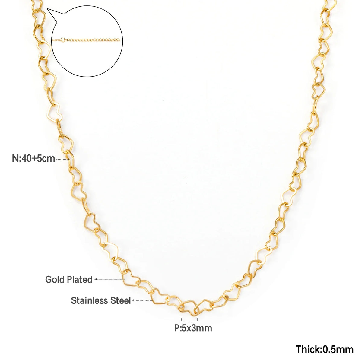 Simple Heart Pendant Necklace | Stainless Steel Clavicle Choker for Girls