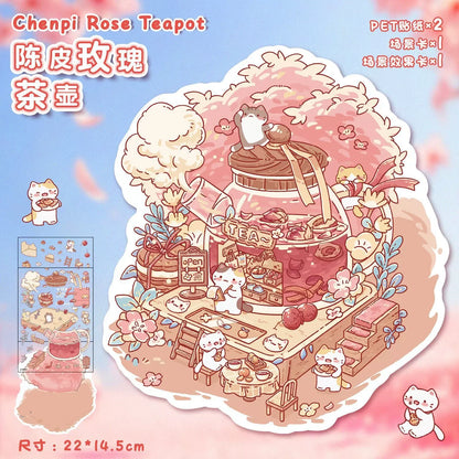 3D Cartoon Trumpet Sticker Set | Miniature Scene Collage DIY Decals