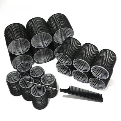 19-35pcs/Set Hair Roller Sets 18pcs Plastic Self Grip Heatless Hair Curlers 3 Sizes Hair Rollers Clips DIY Hairdressing Tools