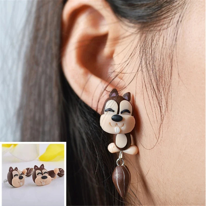 Handmade Polymer Clay Animal Earrings | Cute Dinosaur Cat Dog Stud Earrings for Women