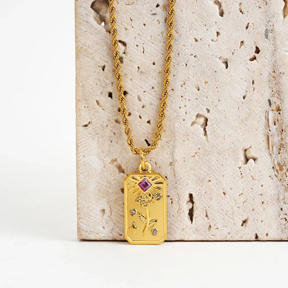 Vintage Gold Pendant Necklace | Hammered Moon Star Stainless Steel Jewelry