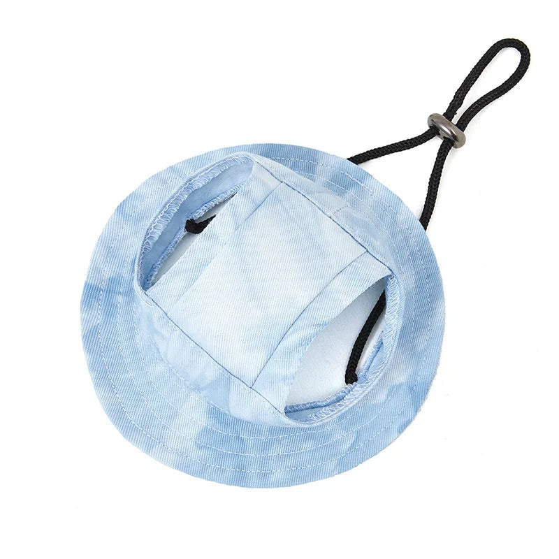 Dog Sun Hat with Ear Holes | Breathable Cotton Bucket Hat for Small Pets