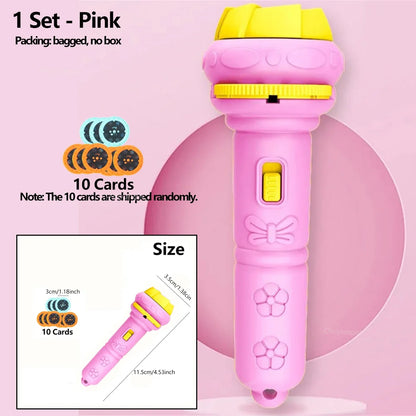 10 Cards Cartoon Projection Flashlight 80 Patterns Creative Children Flashlight Toy Projector Baby Toys Bedtime Story Book Toy