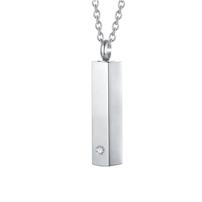 Cube Urn Necklace for Ashes | Aluminum Alloy Cremation Jewelry with Crystal Memorial Pendant