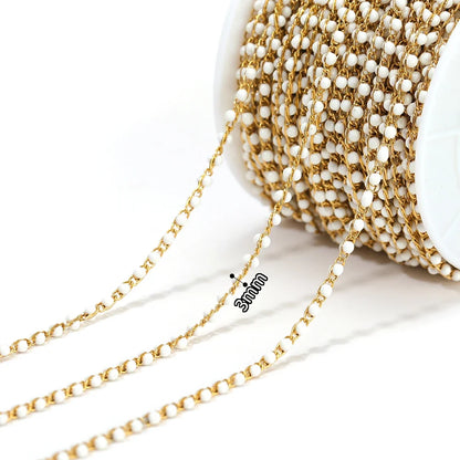 1 Meter Stainless Steel Enamel Beads Chain | DIY Jewelry Making Supplies