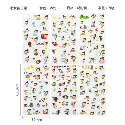 6Pcs Waterproof Cartoon Sticker Set | Cute DIY Decals for Laptops, Phones, and Planners