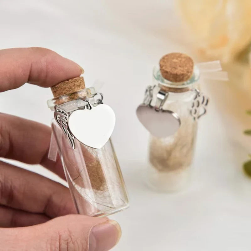 Pet Memorial Urn Container | Pet Hair Keepsake Bottle with 3 Silver Accessories
