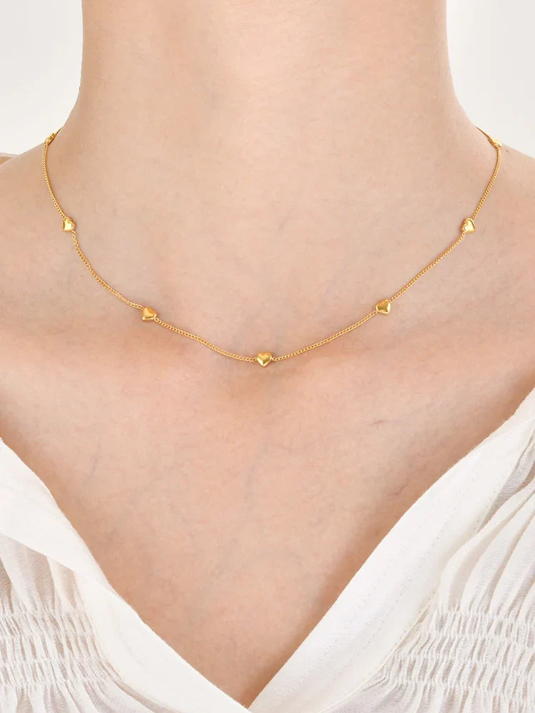 Layered Heart Pendant Necklace | Stainless Steel Minimalist Jewelry for Women