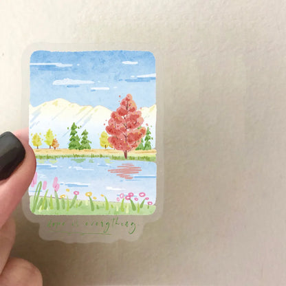 Transparent Mountain Sea Sticker Pack | 50 Clear PET Waterproof Decals for Scrapbooking