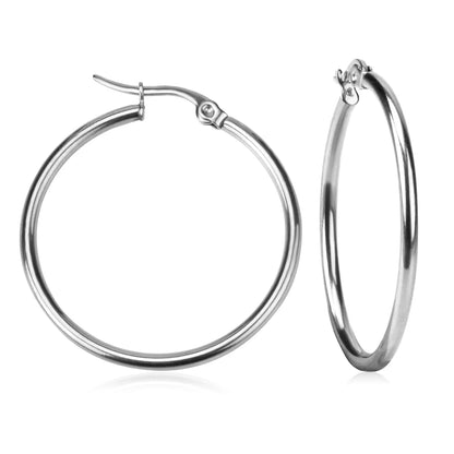 LUXUSTEEL Stainless Steel Hoop Earrings | Simple Geometric Shapes for Women