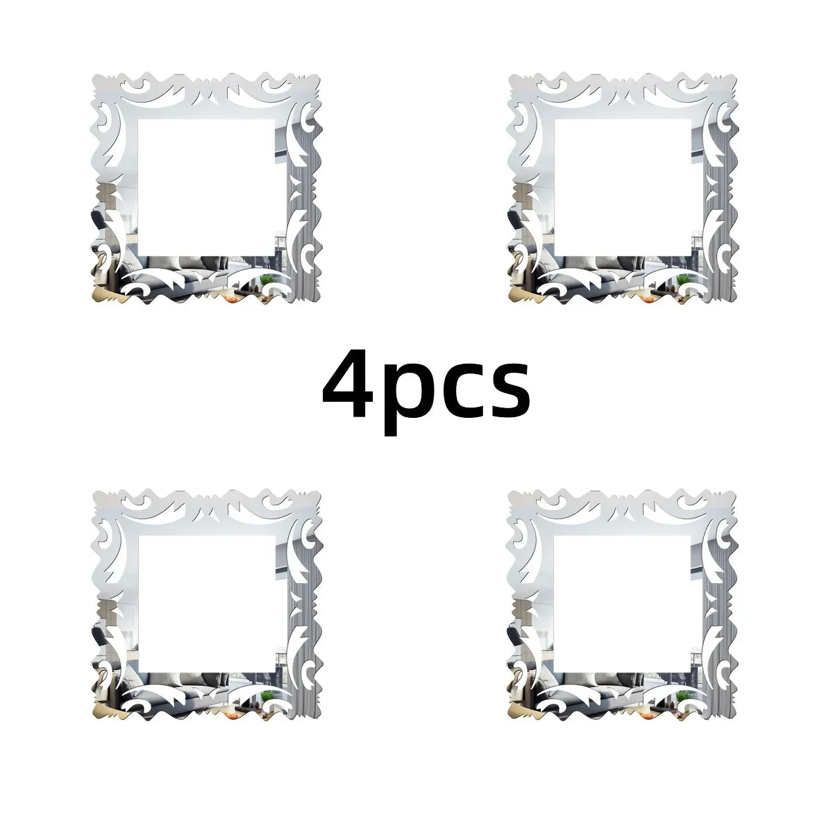 Mirror Style Switch Decals | 4 Pack Decorative Wall Stickers for Living Room