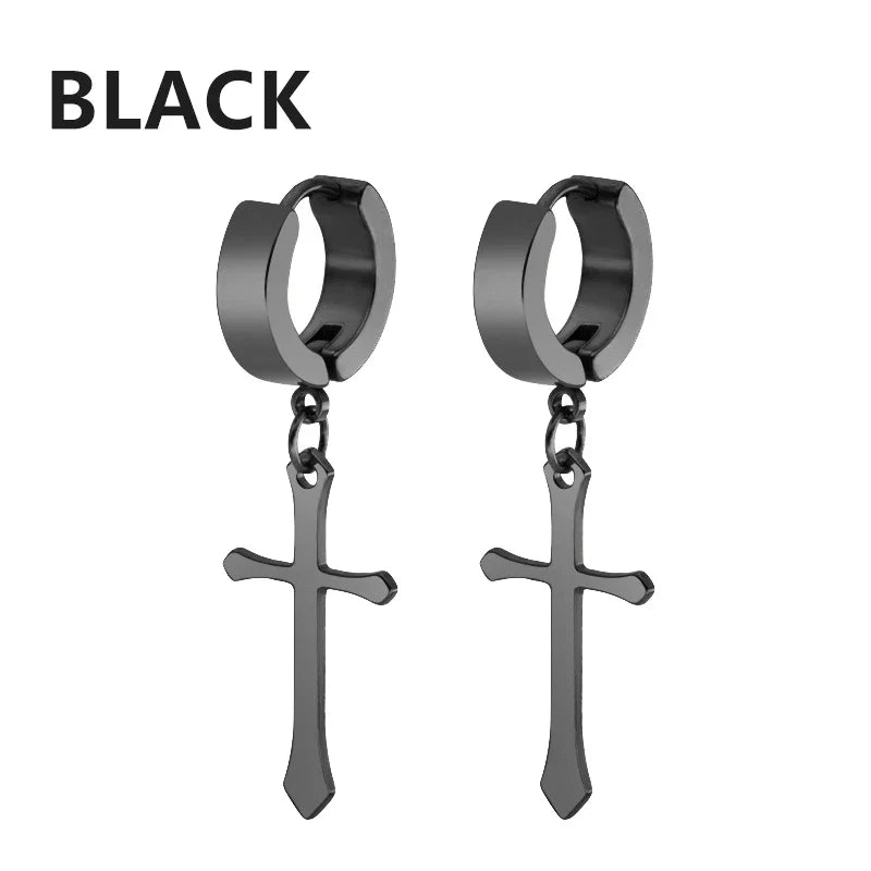 Punk Stainless Steel Stud Earrings Set | Unisex Gothic Hip Hop Ear Piercing Jewelry