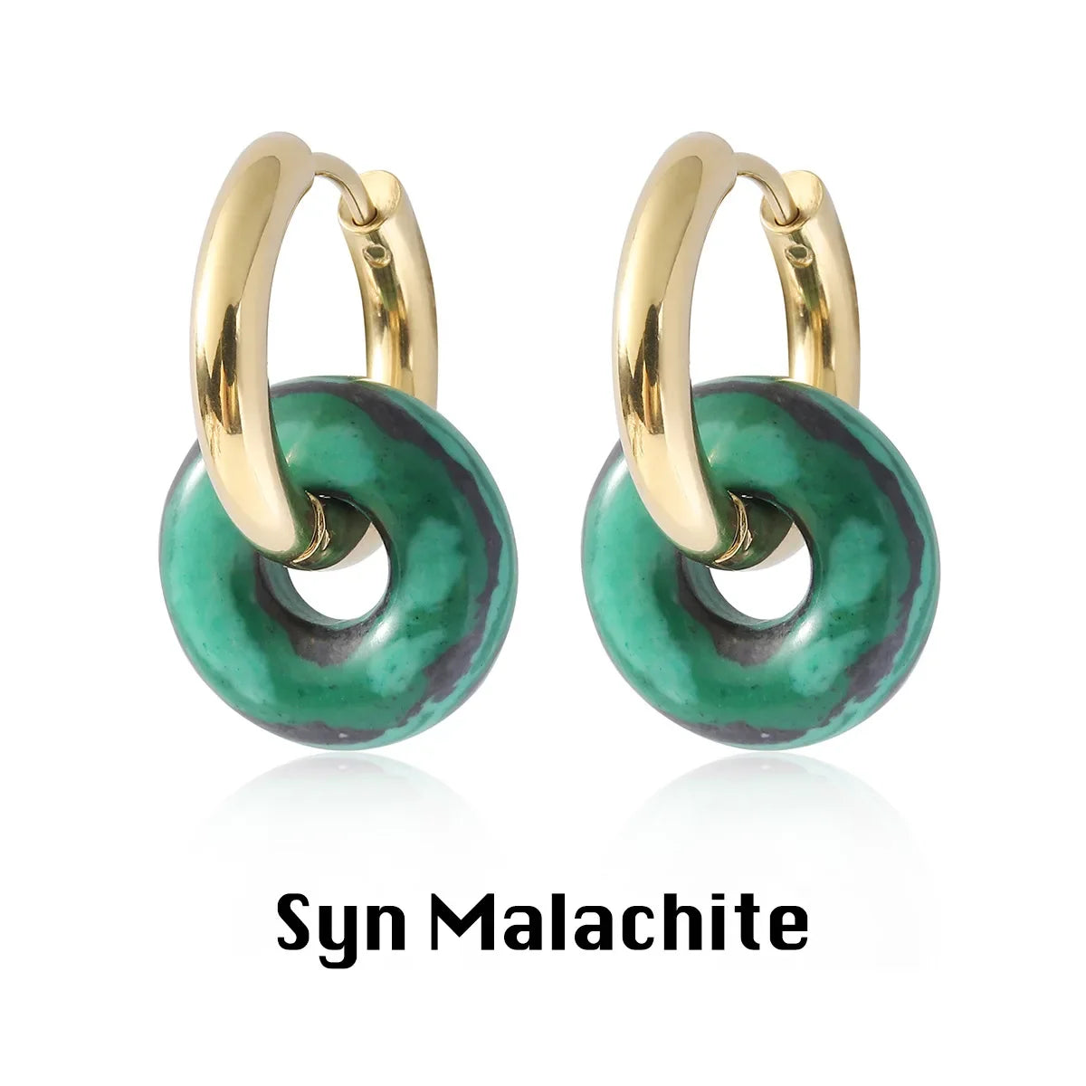 Natural Stone Double Hoop Earrings | Crystal Circle Dangle Drops for Women