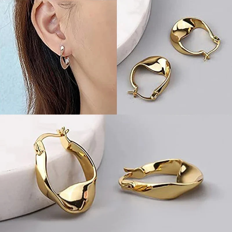 Geometric Metal Hoop Earrings for Women | Trendy Fashion Jewelry Set